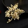 Korean Crystal Brooch: Blue Zircon, Gold-Plated Pin, Women's Corsage Accessory
