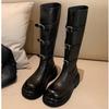 New Style Thick Soled Long Tube Boots Women Autumn Winter Knight Boots  Knee Length Buckle Slim and Tall Tube Boot Zapatos Mujer