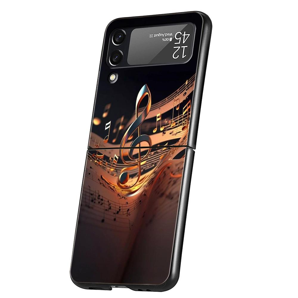 

Hard PC Phone Case For Samsung Galaxy Z Flip 7 6 5 4 Black Cover For Galaxy Z Flip 3 Foldable Capas French Piano Keys Simple Bag Z Flip 7
