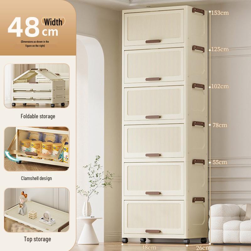 Multi-layer Plastic Storage Cabinet: Foldable Organizer for Clothes, Toys, and More