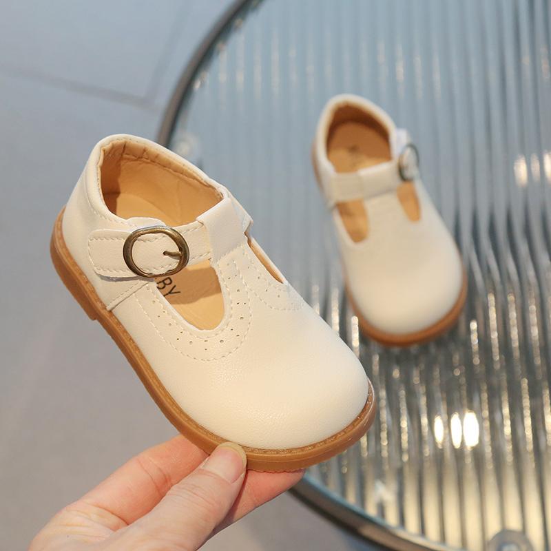 Japanese Style Children Leather Shoes Retro 2024 Spring and Autumn Hollow Boys and Girls Hollow Solid Color Loafers Fashion Kids