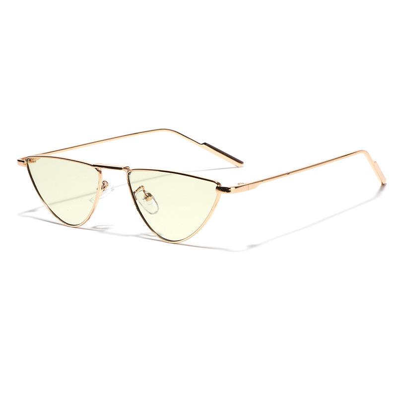 New Triangle Cat Eye Sunglasses Vintage Alloy Sun Glasses Women Unique Elegant Black Gold Shades Oculos Feminino 2024 Summer