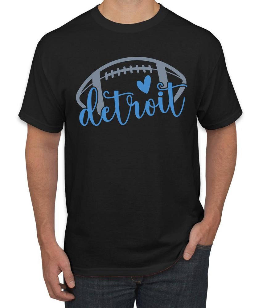 Fan Of City of Detroit Football Blue Heart Script Writing Men TShirt Unisex T-Shirt XXL