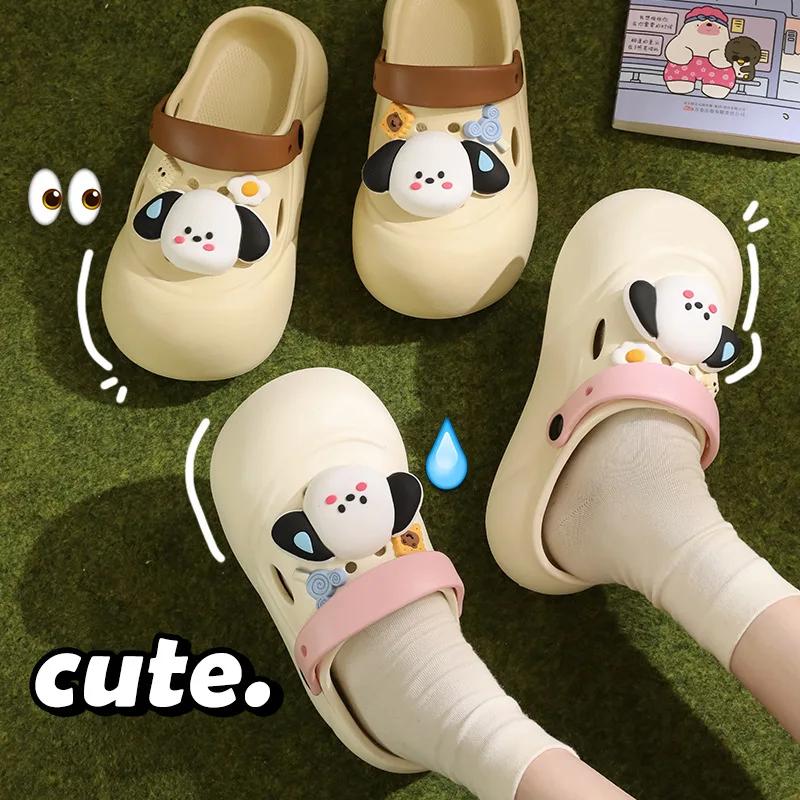 Fashion Female Platform Sandals Cute Dog DIY Fashion Clogs New 2025 Summer Shoes Woman Street Beach Slippers Soft EVA  Girls Slides