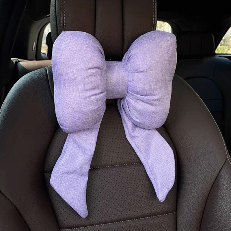 

Лента с бантом из льна, красная подголовник для автомобиля, подушка для талии и шеи, новая подушка для сиденья автомобиля, поясничная поддержка, женские аксессуары для салона автомобиля