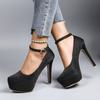 Women's High Heels New Style Semi-Uppered Thin Heel Waterproof Platform Buckle Fashion Shoes Large Size Strap Shoes