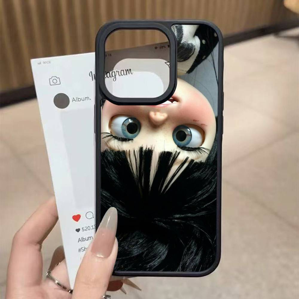 Japanese Korean Retro Doll Dark Baby Artist Black Hard Plastic Phone Case For Iphone 17 Air 16 15 14 13 12 11 Pro Max PC TPU