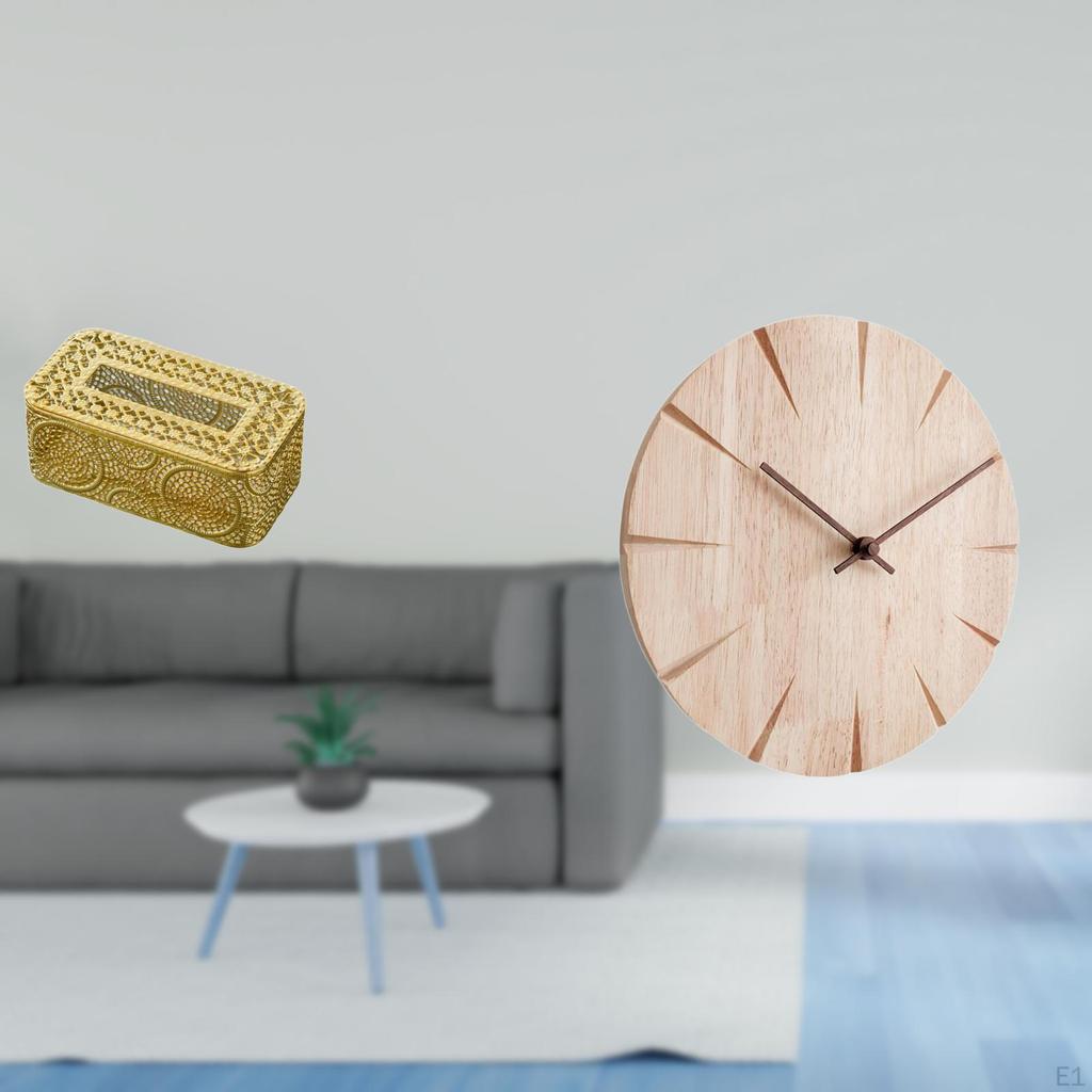 Creative Tissue Paper Storage Holder And Solid Wood Wall Clock Decorative Non Ticking for Home