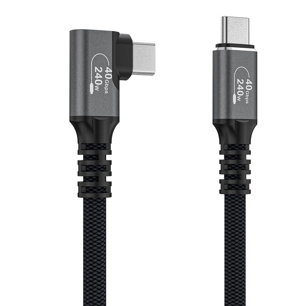 Kabel przewód kątowy USB-C Thunderbolt 4 240W 2m - czarny