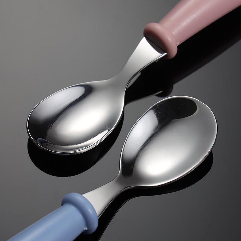 304 Stainless Steel Kids Cartoon Fork & Spoon Set with Cute Drop-Resistant PP Handles