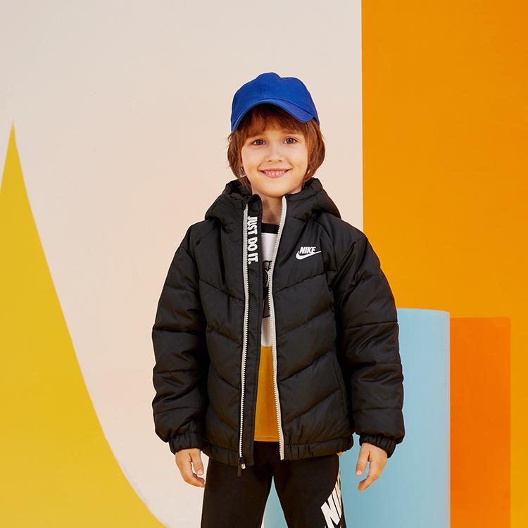 Nike Kids' Top 22 Solid Color Thickened And Fleece Lined Windproof Thermal Padded Jacket Black Unisex NY2232145PS-002