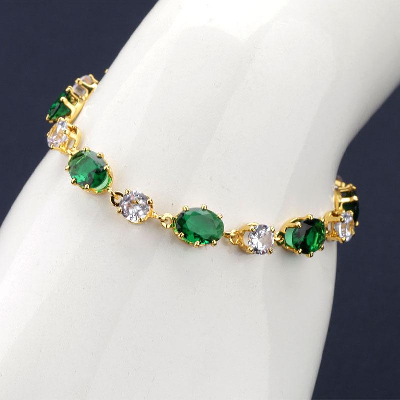 Exquisite Green Zircon Bracelet - Trendy Luxury Fashion with Celebrity-Inspired Design