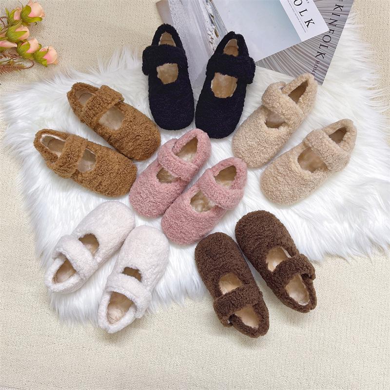

Girls Korean Style Fuzzy Fleece Soft-Sole Shoes - 2025 Autumn/Winter Warm Cotton for Baby Girls 16 cm (Size 25) кофейный