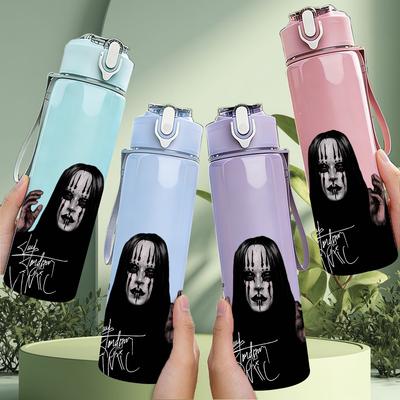 1PC Ghost Face Scream Horror Movie Vintage Print 750ml Portable Sports Water Bottle Leakproof Gym Outdoor Travel Drink Cup