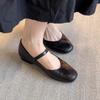 Sheepskin Version~ Genuine Leather Mary Jane One-word Buckle Single Shoes Women's New Soft-soled Small Leather Shoes Ballet Flat Shoes