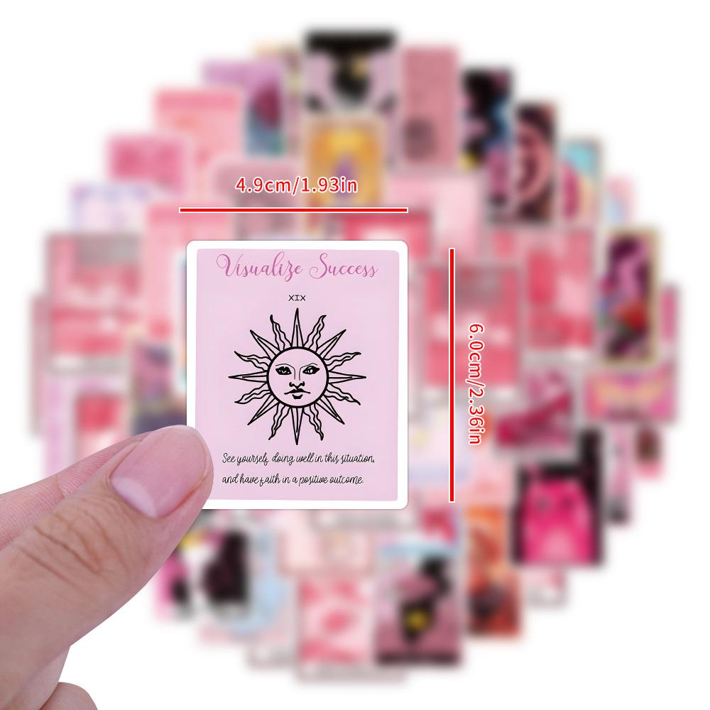 55 Cartoon Pink Tarot Graffiti Stickers - Waterproof DIY Decoration for Guitar & Suitcase