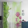 Transparente Vorhänge mit Lotusblumen und Bambus für Wohnzimmer, Fenster, transparenter Voile-Tüll-Vorhang, Schlafzimmer-Vorhänge, Heimdekoration