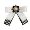 Retro Ribbon Lace Bow Tie Pearl Crystal Fabric Bowknot Brooches for Women College Style Sweater Shirt Collar Pins Jewelry