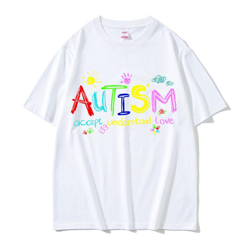 Autism Accept Understand Love Funny Meme T Shirts Men Women Casual Cotton Vintage Short Sleeve Oversized T-shirt Male Streetwear