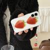 Ins Style Simple White Background Strawberry Phone Case for iPhone 17, 16 Pro Max, 15, 14 with Girlish Heart Design