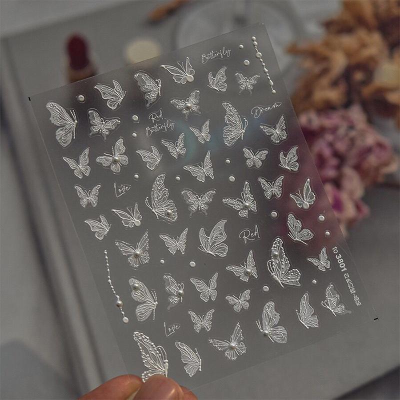 Exquisite selbstklebende Nagelkunst-Dekorsticker Niedliche Schmetterlings-Nagelkunststicker Kreative Feen-Nagelkunststicker Geschenke