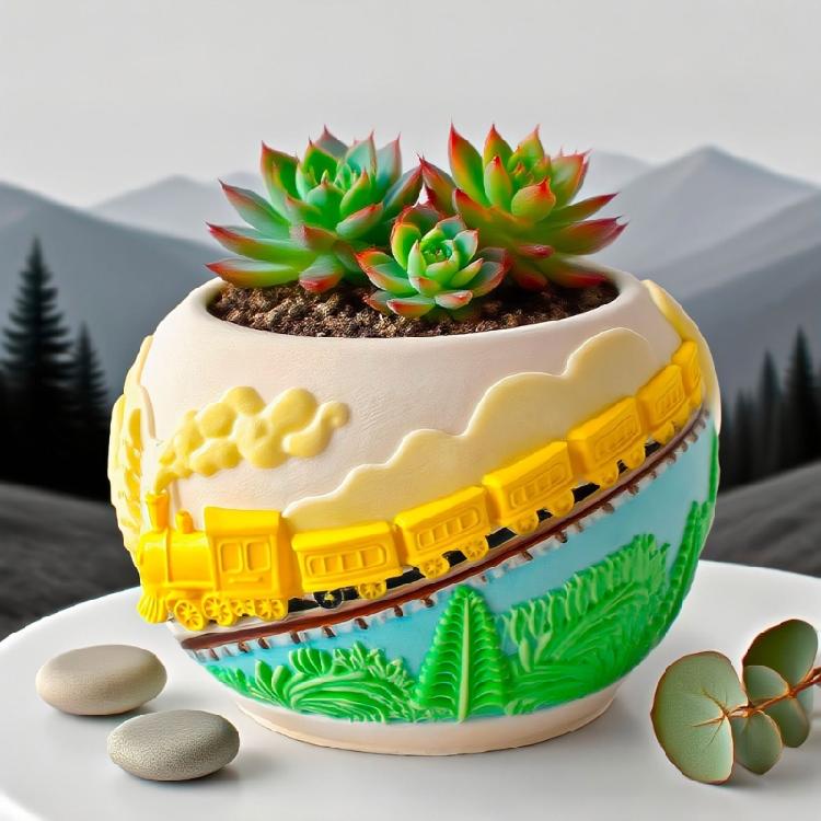 Multifunktionale Silikon-Handgefertigte Form Kleiner Zugmuster Blumentopf-Formen Geeignet für Harzschmuck Pflanzgefäße Projekte