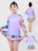 Girls' Quick-Dry Floral One-Piece Swimsuit with Sun Protection