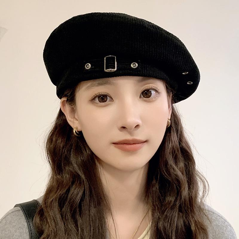 Spring & Autumn Large Head British Casual Style Beret - Women's Versatile Fashion Trend, Slimming Look