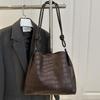Retro Trendy Pu Portable Crocodile Pattern Shoulder Bag Women  Versatile Bag Handbag High Quality Tote Commuter Bag Gifts