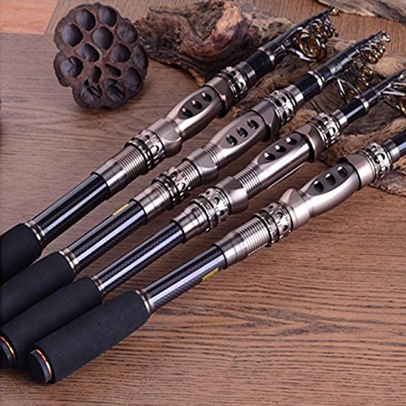 SOUGAYILANG Canne à pêche rotative Cabon 1.5-3.3M poteau télescopique voyage pêche en eau douce en eau salée