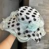 Fashion summer travel visor British elegant organza hat women's sunscreen big edge polka dot top hat