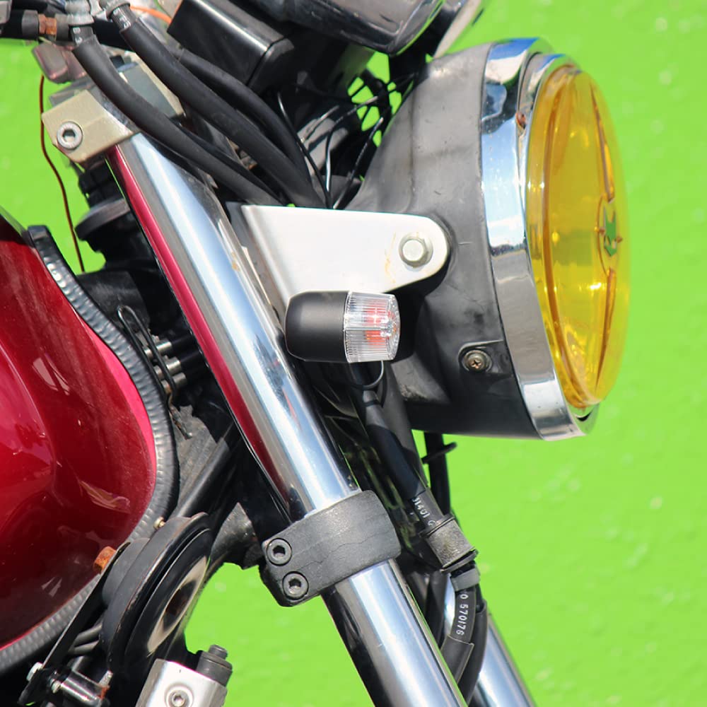 Universal Round Mini European Turn Signals, Black/Clear, Set of 2