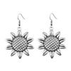 Circle Frame Flowers Dangle Earrings Romantic Floral Female Drop Jewelry