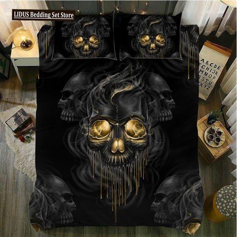 Skull Chevalier Duvet Cover Set King Size Horror Skeleton Bedding Set Day Of The Death Comforter Cover 2/3pcs For Boys Men Gifts