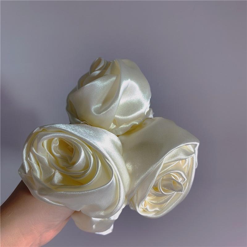 French Silk Headband, Retro Rose, Three-dimensional Flower, Large Intestine Hair Tie, Female Korean Version