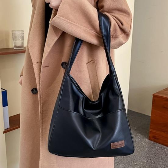 Velkokapacitní retro taška Vodotěsná taška z umělé kůže Stylové úložné pouzdro s texturou pro ženy, doplňky