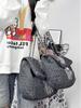 2024 Trendy Ink Wash Denim Quilted Hobo Bag: Large Capacity Chain Shoulder Crossbody Bag