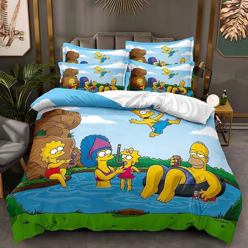 Funny Animation The Simpsons Duvet Cover Microfiber Bedding Set 3D Print Duvet Quilt Cover With Gifts Suitable for Boy and Girls