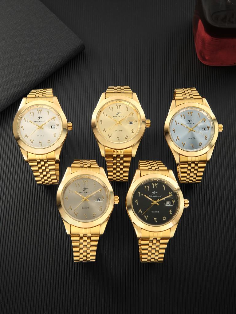 Golden Circular Pointer Quartz Watch Durable Design Suitable for Daily Wear Fashionable and Practical Wristwatch
