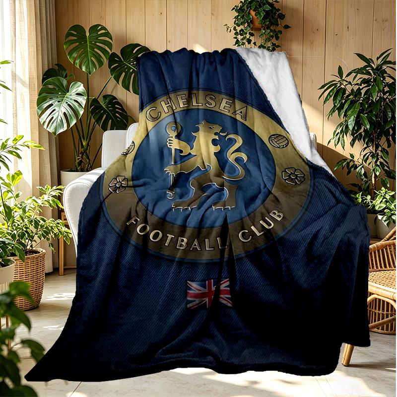 Chelsea F.C Pattern Blanket for Home Decoration, Bed, Sofa, Car Travel, Camping, Suitable for All Seasons, Birthday Christmas Gift