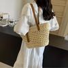 Magno Straw-Woven Tote Bag, Straw Bag, Women's Shoulder Tote Bag, Popular, Cute, Stylish, Stylish, Trendy, Korean, Plus Sizes, Simple, Casual (Beige)