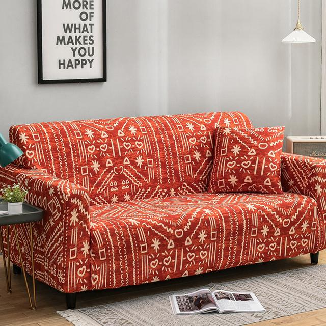 Elastic L-Shaped Sofa Cover Stretch Geometric Design Slipcover For Living Room Corner Couch Cover Durable Fabric