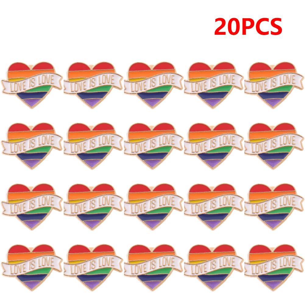 

10-50PCS Rainbow Heart Badge Jewelry Metal Cartoon Mini Brooch Versatile Unisex for Backpack Clothing Decor