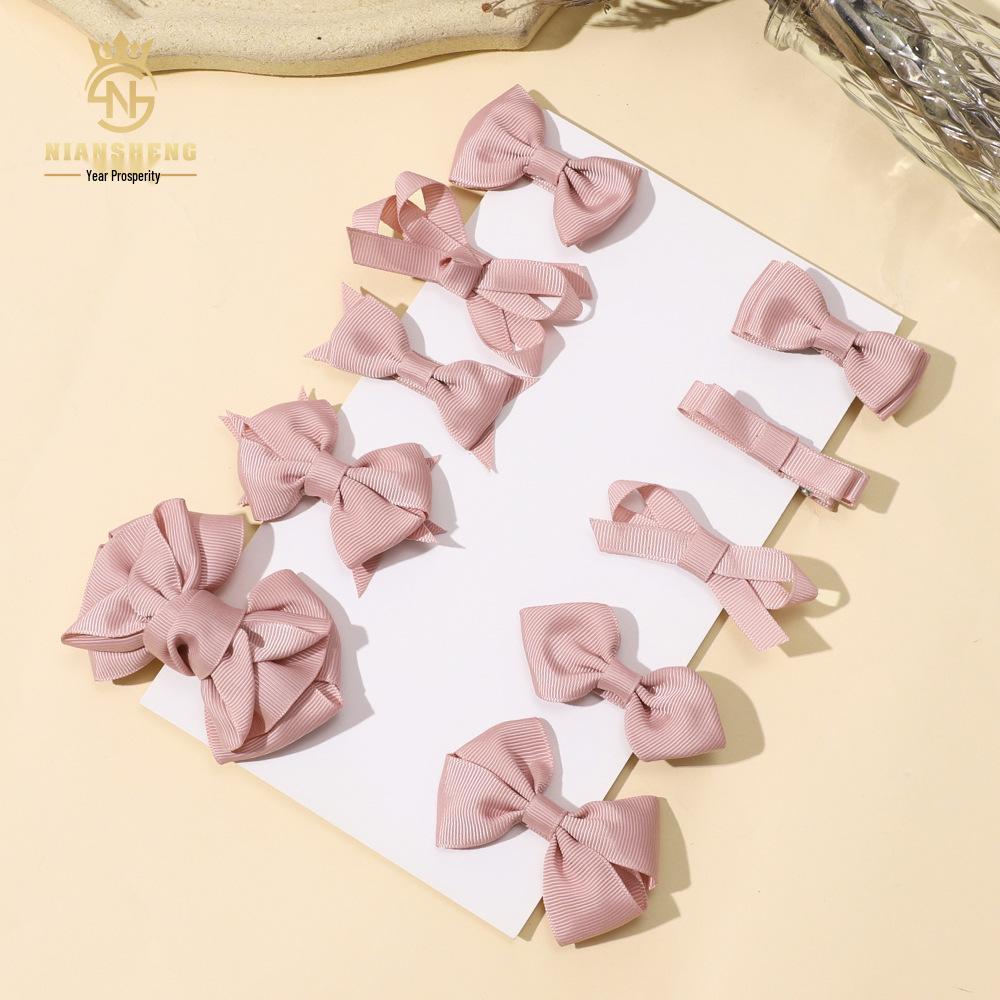 Korean Handmade Pink Bow Hair Clips for Girls