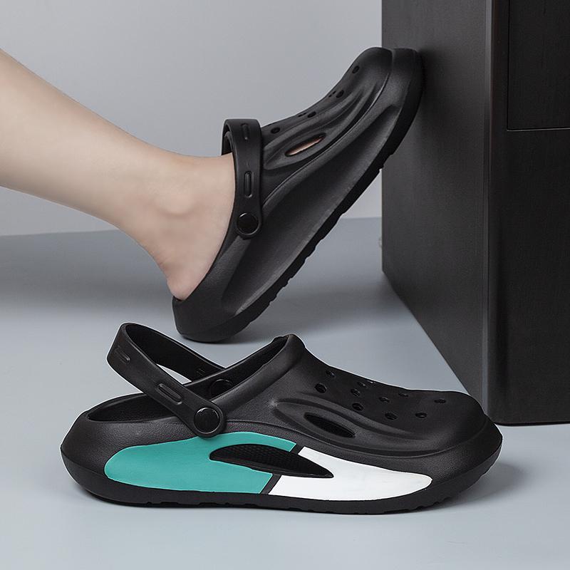 

Мужские сабо из ЭВА, легкие пляжные сандалии с мужскими башмаками, мюли для дома, сада, отдыха на природе, мужские пляжные тапочки на плоской подошве, сандалии для пар 36 чёрный