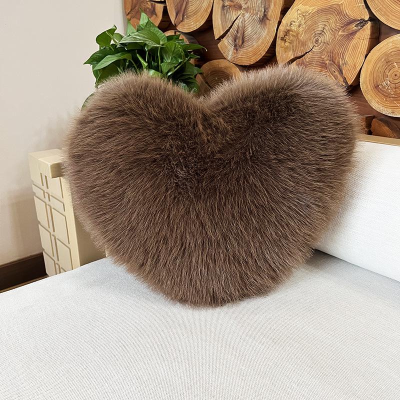 Heart-Shaped Faux Fur Throw Pillow - Plush Sofa Cushion, Cute Gift for Girlfriend, Living Room Decor