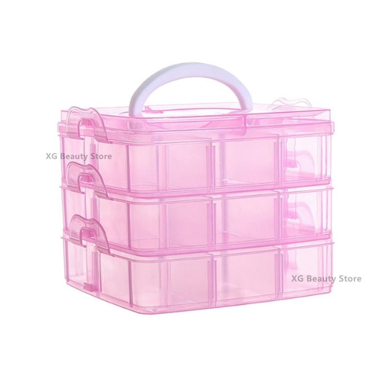 

1/2 шт. 18-ячеечная прозрачная большая вместительная коробка для хранения ожерелий, колец, серег-пусетов, шкатулка для украшений, коробка для украшений, коробка для хранения украшений 1PC розовый