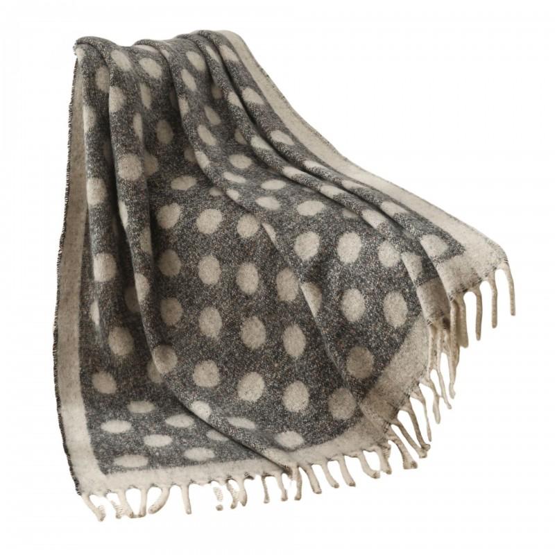 Cozy Winter Knit Throw Blanket With Polka Dot Jacquard Soft Fuzzy Mink Feel Fringed Shawl Sofa Bed