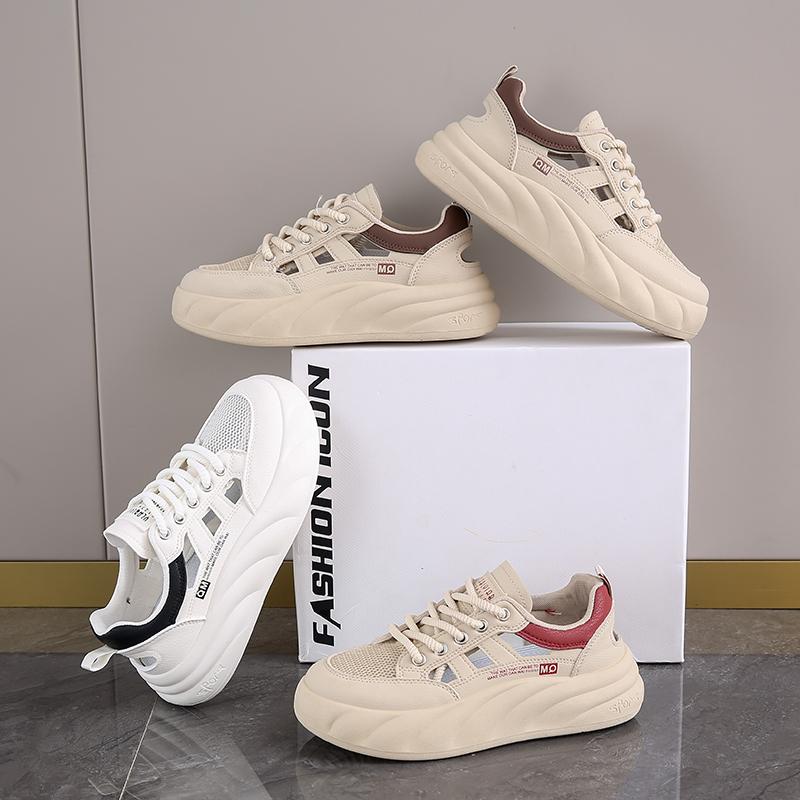 Sportliche Schuhe mit dicker Sohle für Damen Mode Plateau Erhöhen Sneaker Damen Schnürschuhe Lässig Britischer Stil Vulkanisierte Schuhe2025