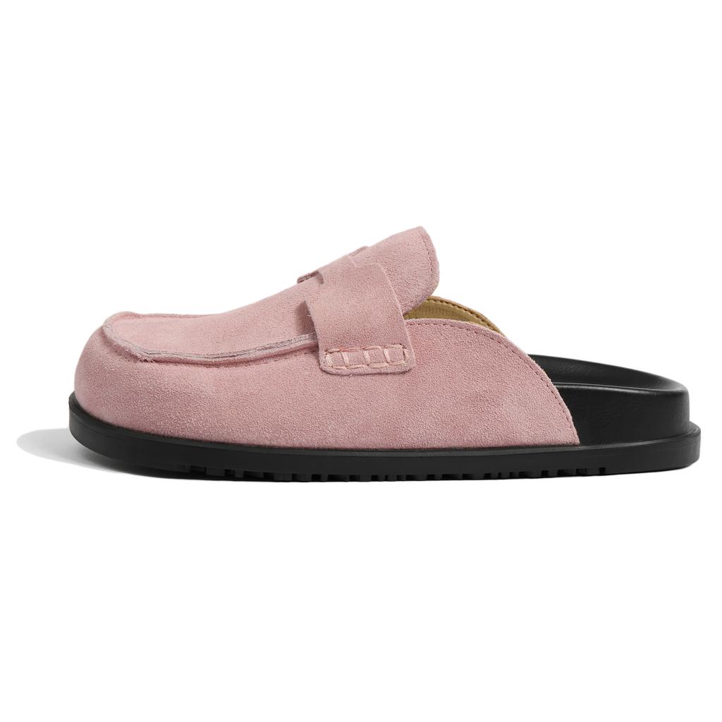 Full Cowhide Boken Shoes Women's Baotou Half-tow Soft Sole Thick-soled Lazy Leather Boken Slippers Spring and Summer Wear